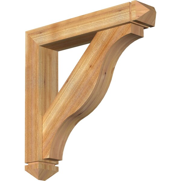 Ekena Millwork Funston Arts and Crafts Rough Sawn Bracket w/ Offset Brace, Western Red Cedar, 6"W x 32"D x 32"H BKT0604X32X32FST03RWR - main